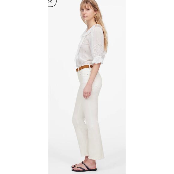 Madewell Pure White Mid-Rise Kick Out Crop Jeans Size‎ 27 - Picture 3 of 12